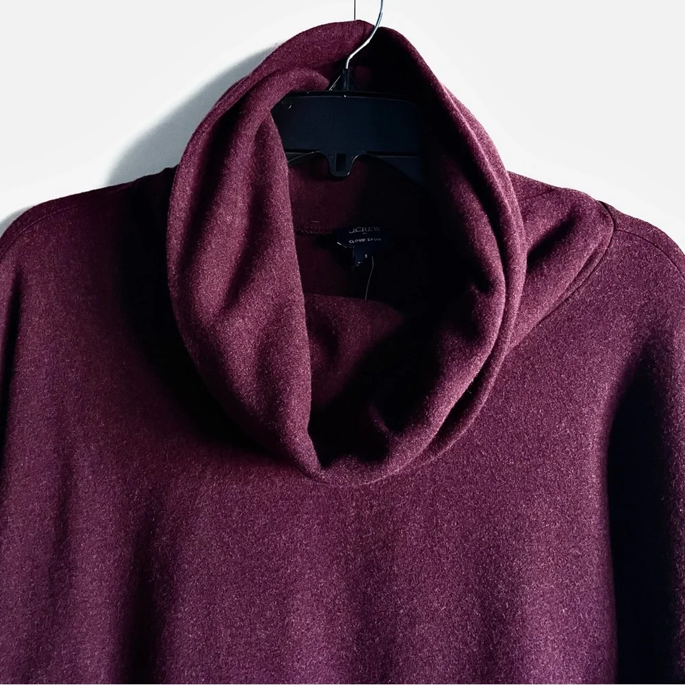 J. Crew Cowlneck Pullover in Cloudspun Yarn in Heather Burgundy Size S NWT